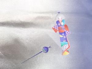 アンティーク　姉さん人形模様織り出し開き名古屋帯（額縁仕立て）